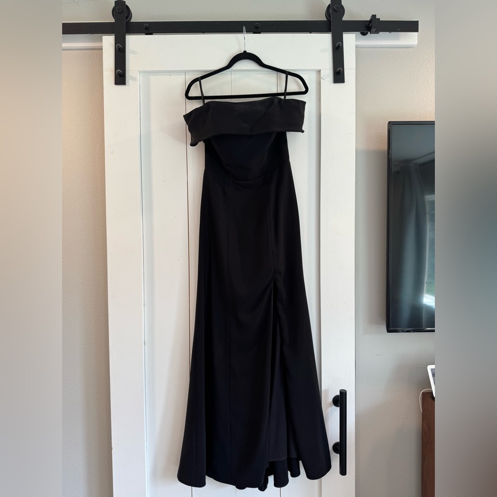 Dessy Collection Bridesmaids Black Off-the-Shoulder Dress. Size 4